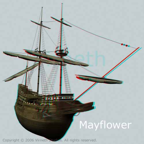 3D Anaglyph - The Mayflower