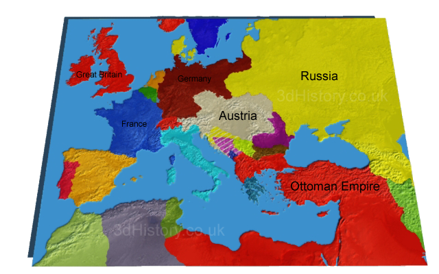 Three major powers dominated central and eastern europe in 1900.