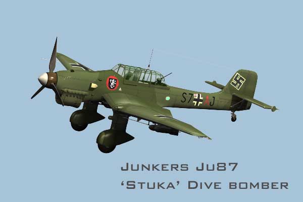 The Junkers 87 Stuka dive bomber was hopelessly outclassed by British single seat fighters and took heavy losses during the Battle of Britain..