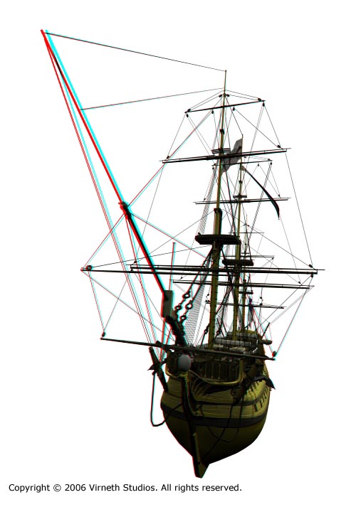 3D Anaglyph - HMS Victory